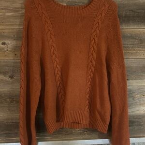 Cozy Cable Knit Sweater - Rust